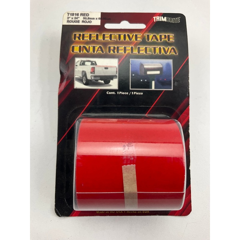TrimBrite T1816 Red Reflective Safety Tape, 2'' X 24'', For Pickup Truck Tailgate