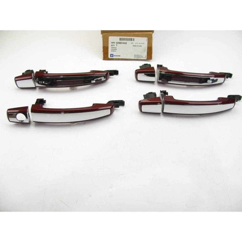 SET OF 4 - NEW OEM GM 22907443 Exterior Outside Door Handles Butte Red W/ Chrome