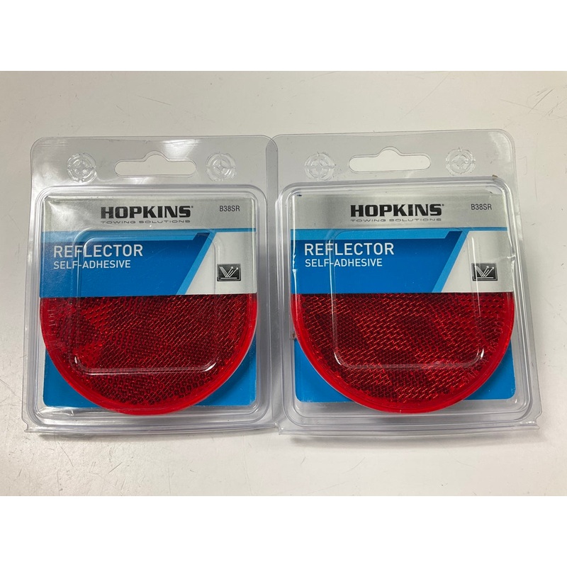 (2) Hopkins B38SR 3-13/16'' Round Stick-On Trailer Reflectors - RED