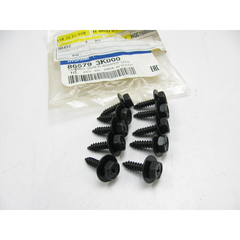 (10) Front Bumper Cover Self Tapping Screws OEM For Hyundai 865793K000