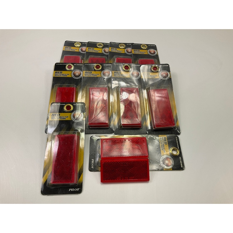 (10) PACKS - Pilot NV5040R 3'' Red Rectangular Reflectors (20 Pieces Total)