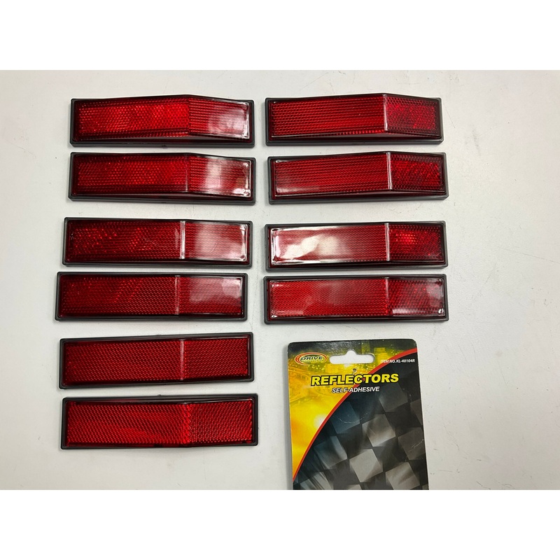 (10) Rectangular Quick-Mount Trailer Red Reflectors, 5-3/16'' Long X 1-3/8'' Wide