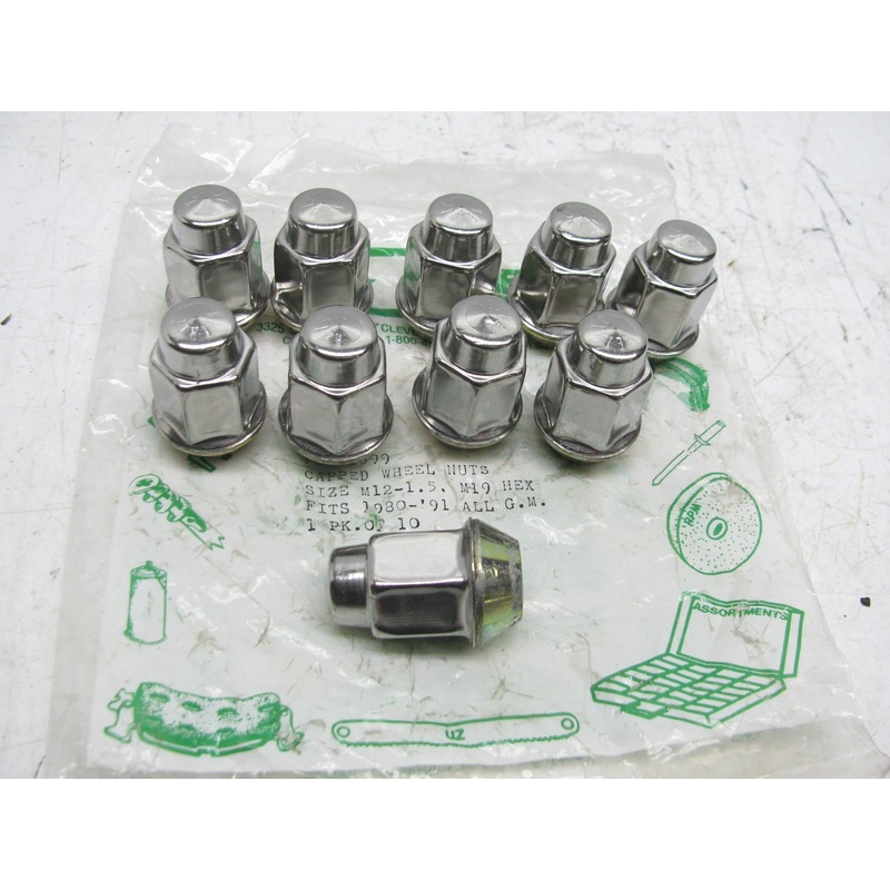 (10) UNBOXED M12-1.50 Acorn 19mm  Akron Seat Chrome Wheel  Lug Nut  (P9591699)