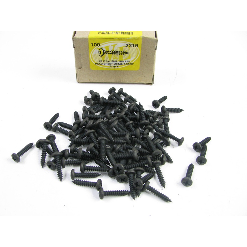 (100) WE 2319 #8 X 3/4'' Phillips Pan Head Sheet Metal Screw - Black