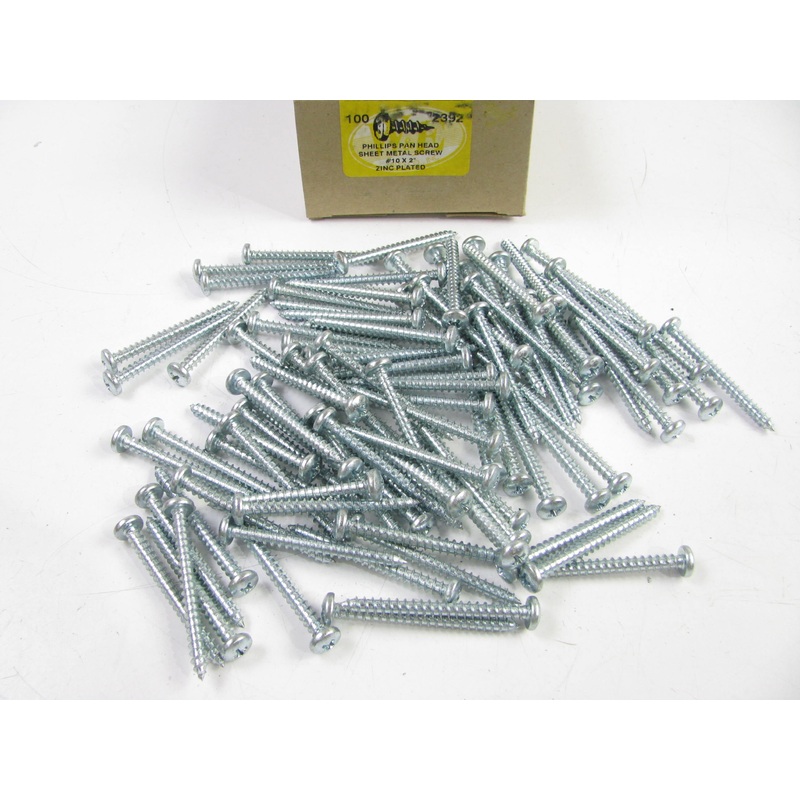 (100) WE 2392 PHILLIPS PAN HEAD SHEET METAL SCREW #10X2'' ZINC PLATED