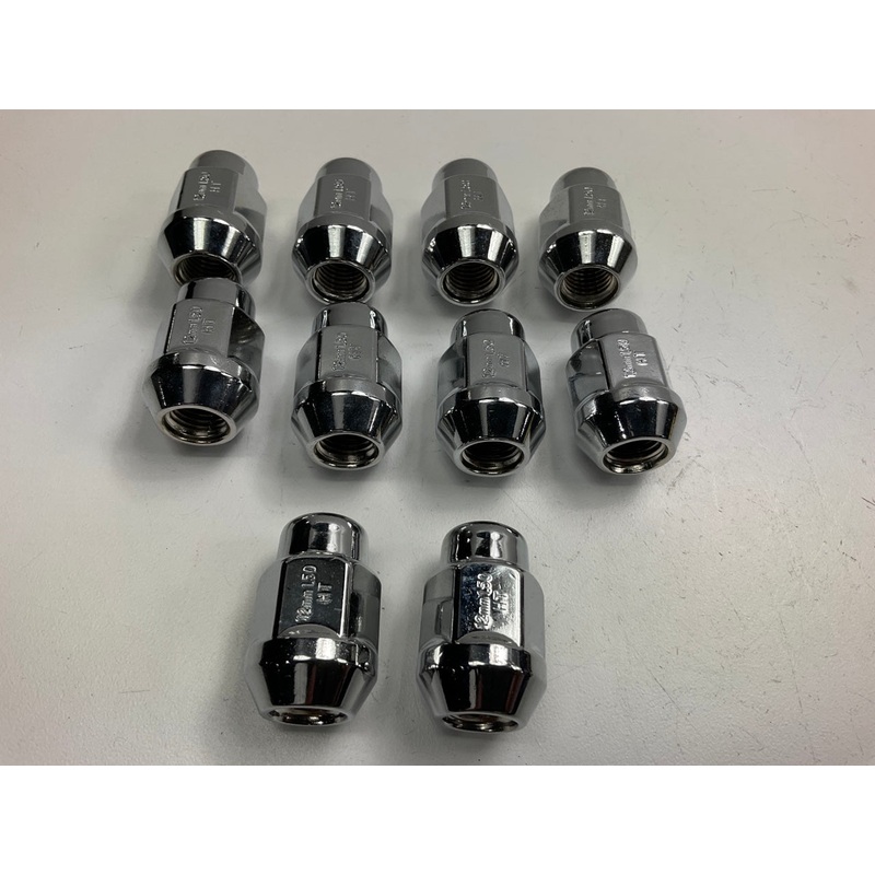 (10) 12mm X 1.5 Chrome Wheel Lug Nuts Tapered 60 Seat Right Hand Thread Chrome