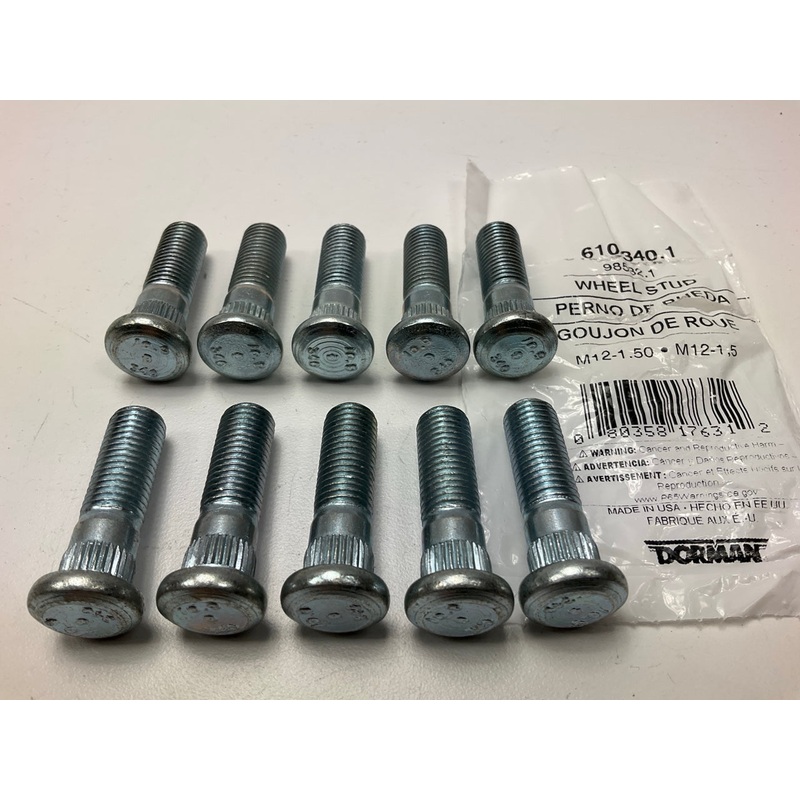 (10) Dorman 610-340 Wheel Lug Studs - M12-1.50, 42mm Long