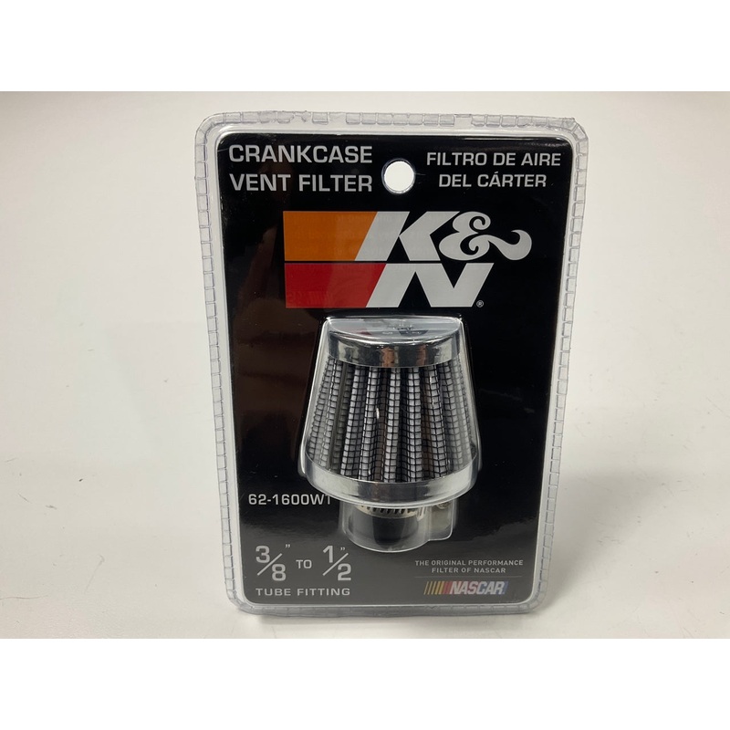 K&N 62-1600WT Crankcase Vent Filter / Breather, Clamps On 3/8''-1/2'' Tubing